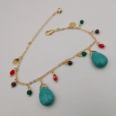 18K Gold Turquoise Stone Bracelet - Offer Hunts
