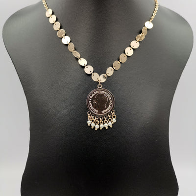 24K Gold Plated Coin White Beads Necklace - Offer Hunts