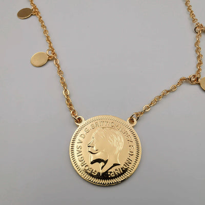 24K Gold Plated Simple Coin Necklace - Offer Hunts
