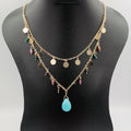 18K Gold Plated Turquoise Stone 2 Layer Colorful Necklace - Offer Hunts