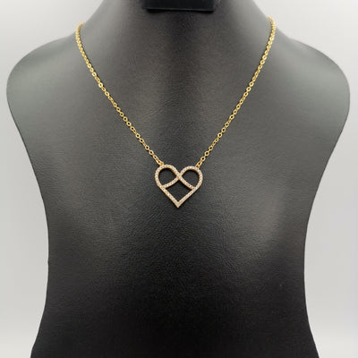 18K Yellow Gold Plated Infinity Heart Necklace - Offer Hunts