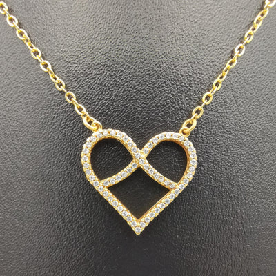 18K Yellow Gold Plated Infinity Heart Necklace - Offer Hunts