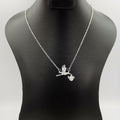 18K White Gold Plated Feeding Bird Necklace - Offer Hunts