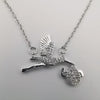 18K White Gold Plated Feeding Bird Necklace - Offer Hunts