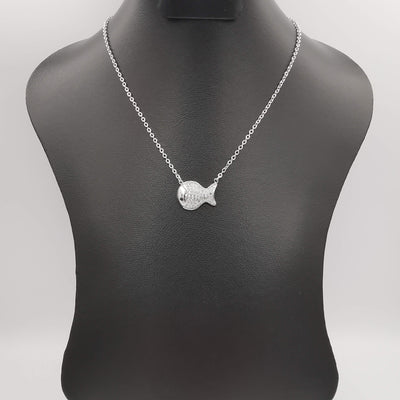 18K White Gold Plated Lucky Fish Necklace - Offer Hunts