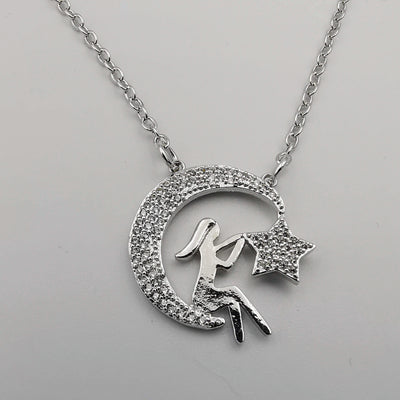 18K White Gold Plated Star Wanderer Necklace - Offer Hunts