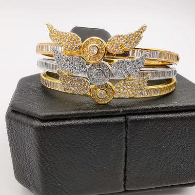 24K Gold Plated Stainless Steel Wings Bracelet Set [3 Pieces] - Adjustable Clasp Lock - Offer Hunts