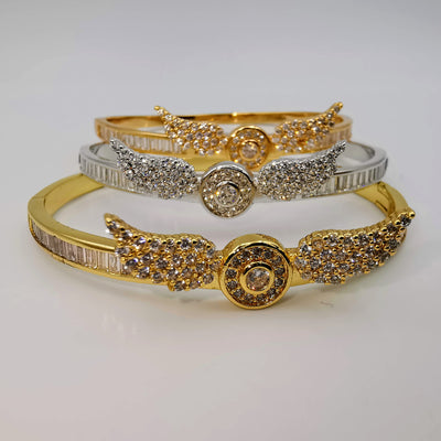 24K Gold Plated Stainless Steel Wings Bracelet Set [3 Pieces] - Adjustable Clasp Lock - Offer Hunts