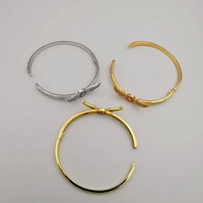 24K Gold Plated Stainless Steel Wings Bracelet Set [3 Pieces] - Adjustable Clasp Lock - Offer Hunts