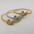 24K Gold Plated Stainless Steel Swan Bracelet Set [3 Pieces] - Adjustable Clasp Lock - Offer Hunts