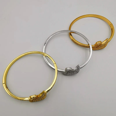 24K Gold Plated Stainless Steel Swan Bracelet Set [3 Pieces] - Adjustable Clasp Lock - Offer Hunts