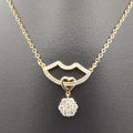 18K Yellow Gold Plated Crystal Lips Necklace - Offer Hunts