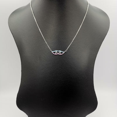 18K White Gold Plated Eyed Hearts Necklace - Offer Hunts
