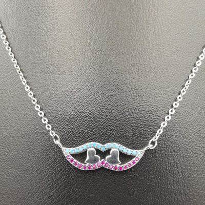 18K White Gold Plated Eyed Hearts Necklace - Offer Hunts