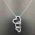 18K White Gold Plated Triple Hearts Necklace - Offer Hunts