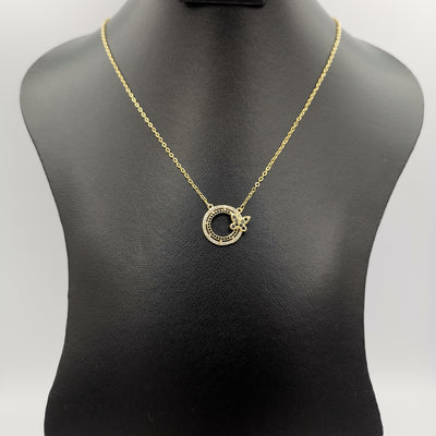 18K Yellow Gold Plated Round Butterfly Necklace - Offer Hunts