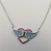 18K White Gold Plated Heart Wings Necklace - Offer Hunts
