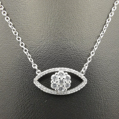18K White Gold Plated Crystal Eyes Necklace - Offer Hunts