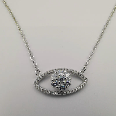 18K White Gold Plated Crystal Eyes Necklace - Offer Hunts