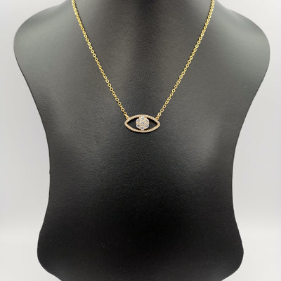 18K Yellow Gold Plated Crystal Eyes Necklace - Offer Hunts
