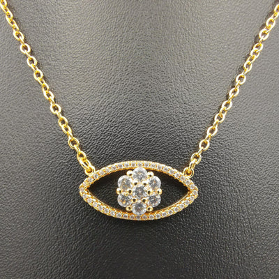 18K Yellow Gold Plated Crystal Eyes Necklace - Offer Hunts