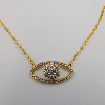 18K Yellow Gold Plated Crystal Eyes Necklace - Offer Hunts