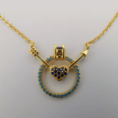 18K Yellow Gold Plated Arrow Heart Necklace - Offer Hunts