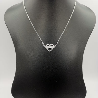 18K White Gold Plated Heart Wings Necklace - Offer Hunts
