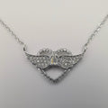 18K White Gold Plated Heart Wings Necklace - Offer Hunts