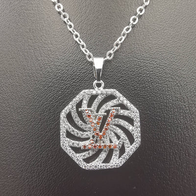 18K White Gold Plated LV Necklace - Offer Hunts