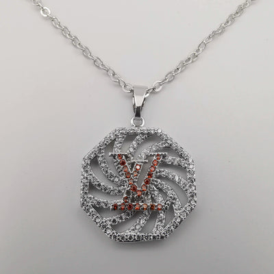 18K White Gold Plated LV Necklace - Offer Hunts