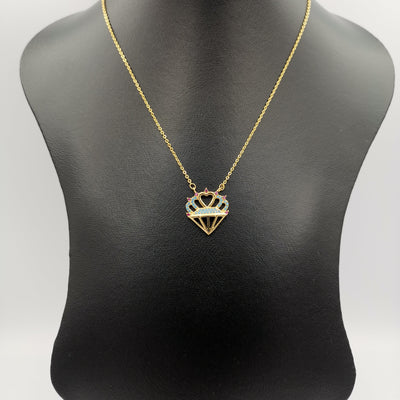 18K Yellow Gold Plated Gem Heart Necklace - Offer Hunts