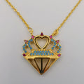 18K Yellow Gold Plated Gem Heart Necklace - Offer Hunts