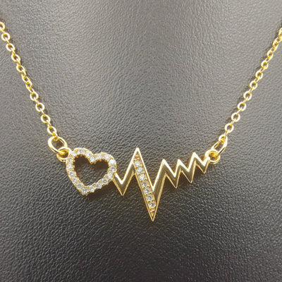 18K Yellow Gold Plated Electro Heart Necklace - Offer Hunts