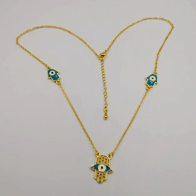 24K Gold Plated Tri Hand of God Necklace - Offer Hunts