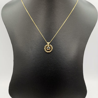 18K Yellow Gold Plated [I Love You in 100 Languages] Round Mini Heart Lens Necklace - Offer Hunts
