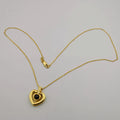 18K Yellow Gold Plated [I Love You in 100 Languages] Heart Lens Necklace - Offer Hunts