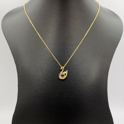 18K Yellow Gold Plated [I Love You in 100 Languages] Swan Lens Necklace - Offer Hunts