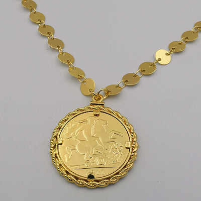 24K Gold Plated Coin Necklace - Style 2 - Offer Hunts
