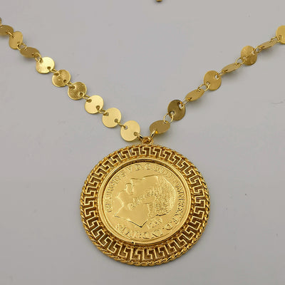 24K Gold Plated Coin Necklace - Style 6 - Offer Hunts