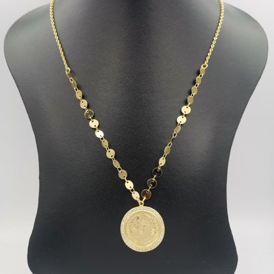 24K Gold Plated Crystal Coin Necklace - Offer Hunts