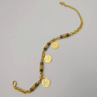 24K Gold Plated Tri Coin Bar Bracelet - Offer Hunts