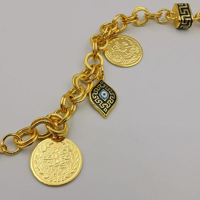 24K Gold Plated Coin Eye Bracelet - Offer Hunts