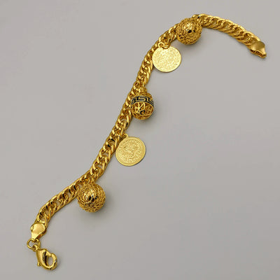 24K Gold Plated Egg Ball Coin Bracelet - Offer Hunts