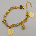 24K Gold Plated Double Coin Dangler Bracelet - Offer Hunts