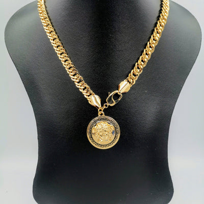 18K Rose Gold Plated 3D Vers.ace Chain Necklace - Offer Hunts