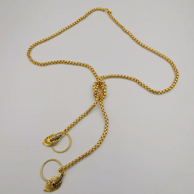 24K Gold Plated Dual Leaf Danglers Necklace - Offer Hunts
