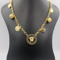 24K Gold Plated Versac.e Coin Ball Chain Necklace