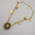 24K Gold Plated Versac.e Coin Ball Chain Necklace