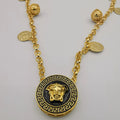 24K Gold Plated Versac.e Coin Ball Chain Necklace